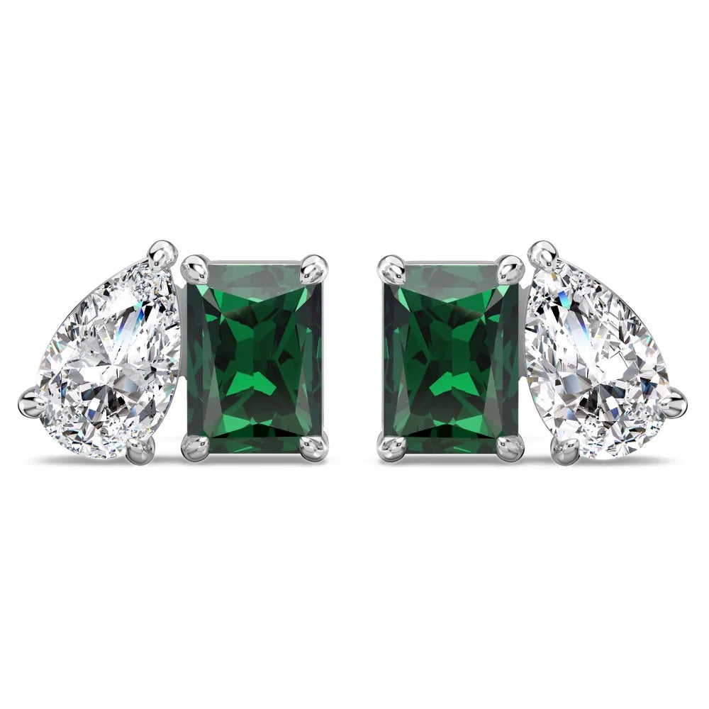 Dylam Elegant 925 Silver Stud Earrings With Emerald Cubic Zirconia Hypoallergenic Sterling Silver Jewelry Ella Maison