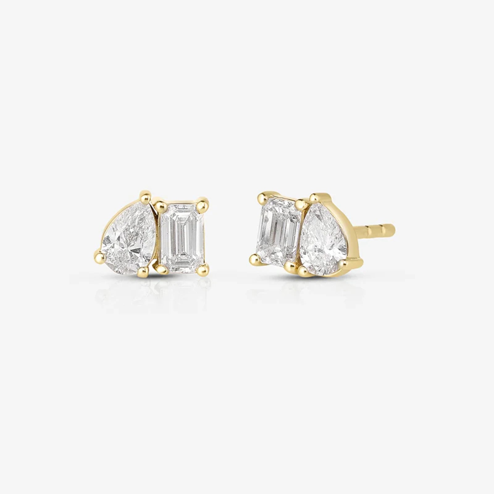 Double Diamond Stud Earrings