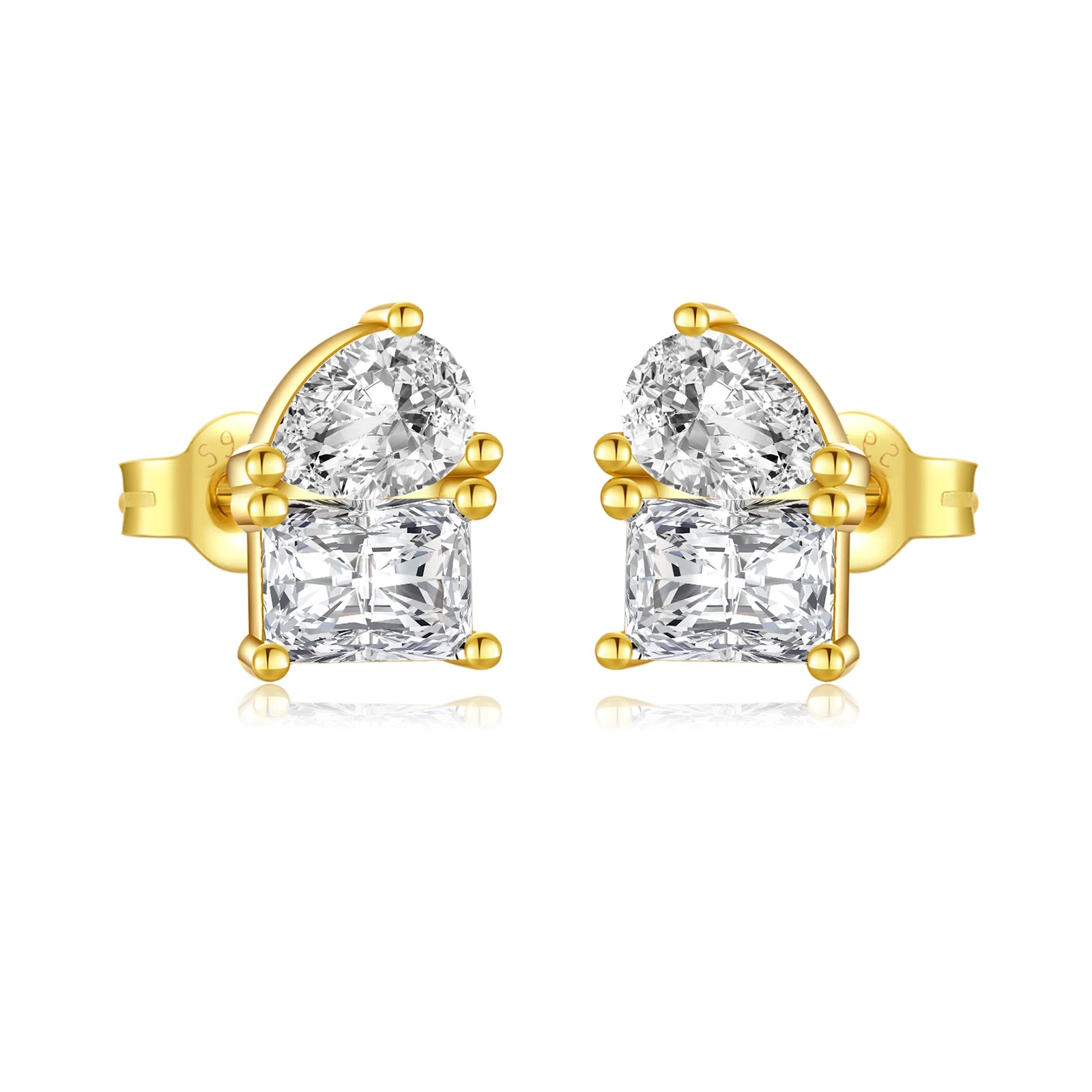 Double Diamond Stud Earrings