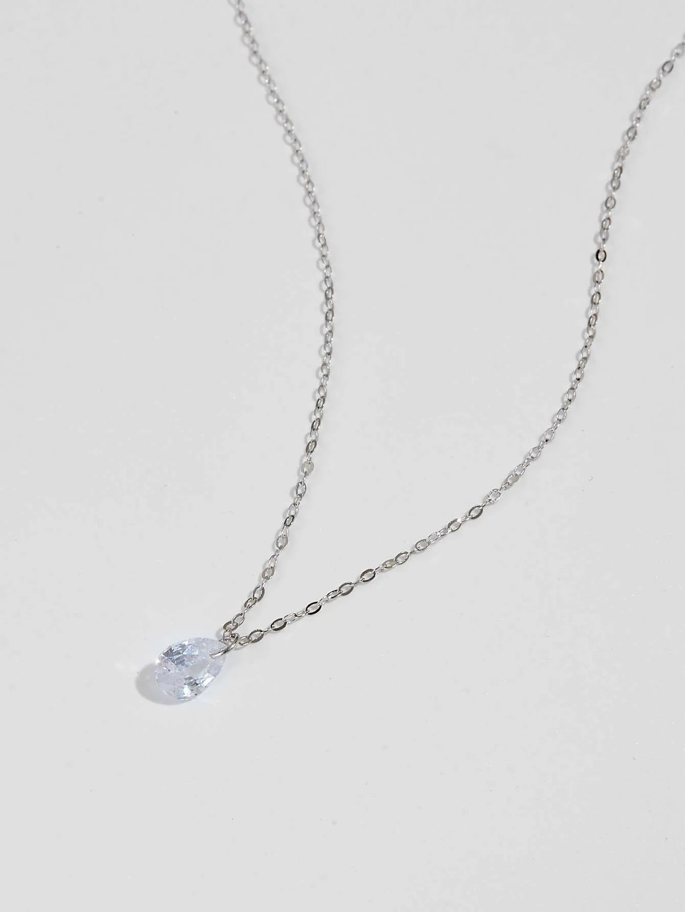 Diamond CZ Pear Necklace