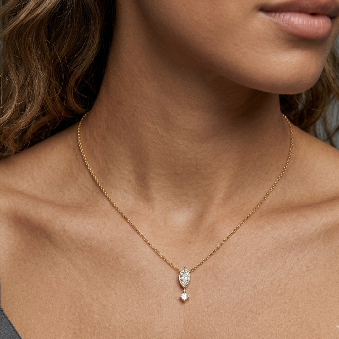 Dylam Boho Custom Schmuck Zirkonia Stein Kristallperlen Halskette S925 Silber Tropfenanhänger für Frauen Hohlkreuz Halsketten
