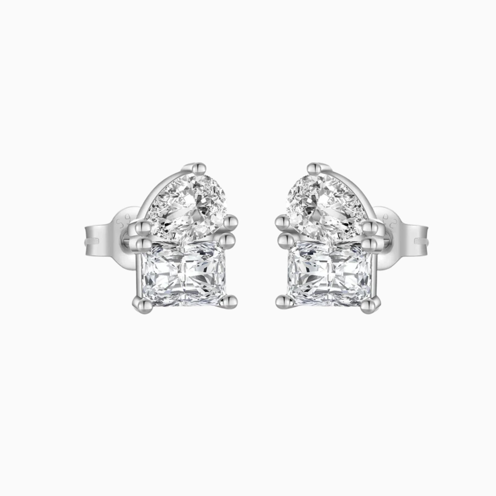Double Diamond Stud Earrings