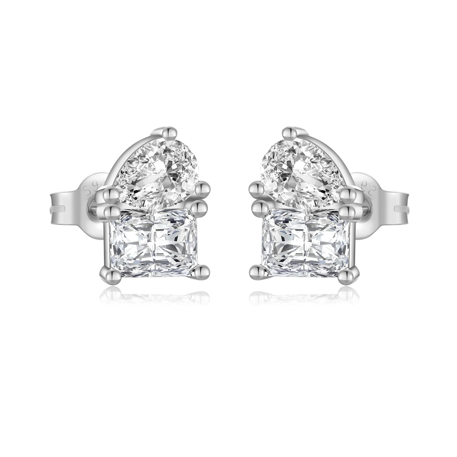 Double Diamond Stud Earrings