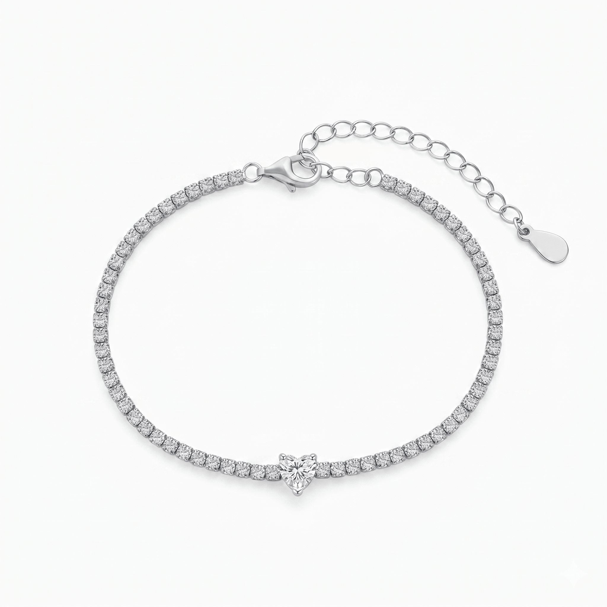 Heart Tennis Bracelet - Ella Maison