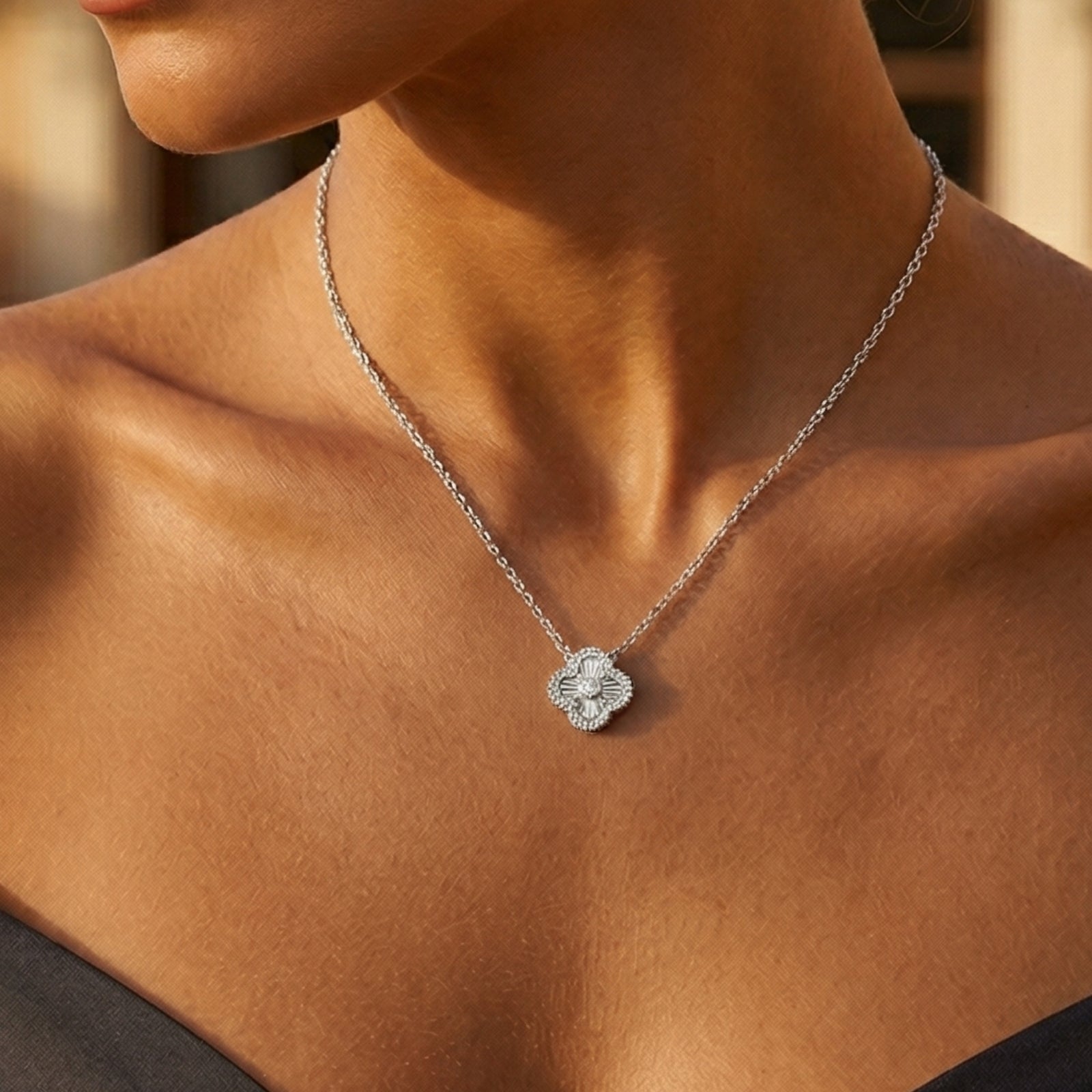 Pave Clover Necklace - Ella Maison